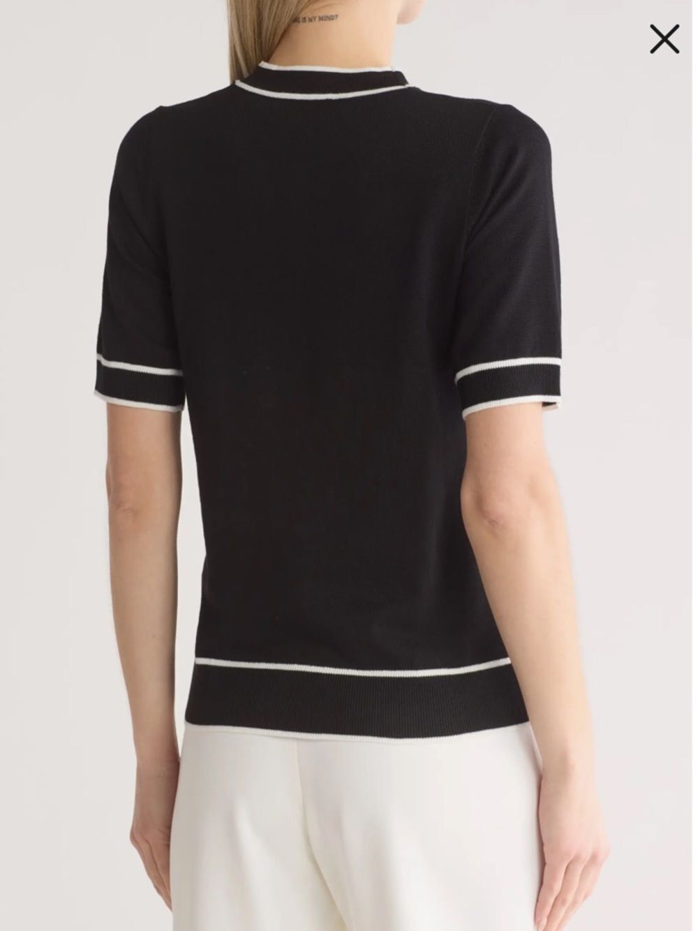 Tipped Tie Neck Short Sleeve Sweater✨ - Picture 2 of 5
